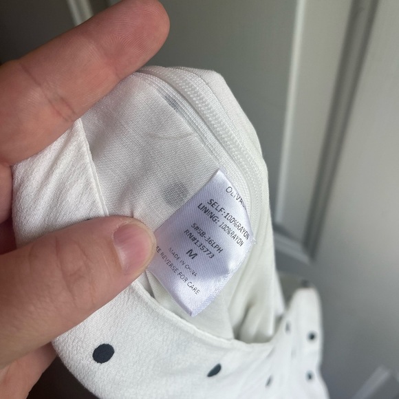 Olivaceous NWT Hi-Rise White with Black Polkadot Wide Leg Pants Sz Medium - Picture 6 of 7